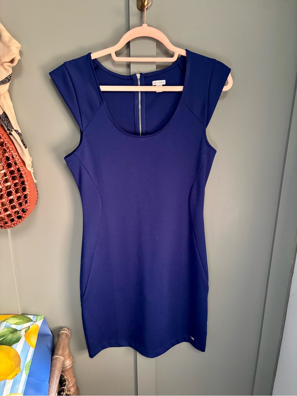 Guess Navy Cap-Sleeve Mini Dress